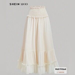 SHEIN MOD Cream Boho Maxi Skirt Medium